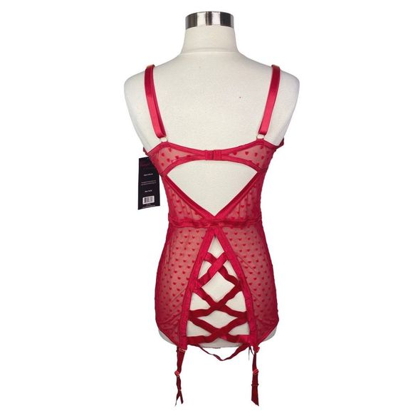 Seven ‘til Midnight Red Heart Mesh Chemise & Thong Set - Size XXL - Picture 3 of 6